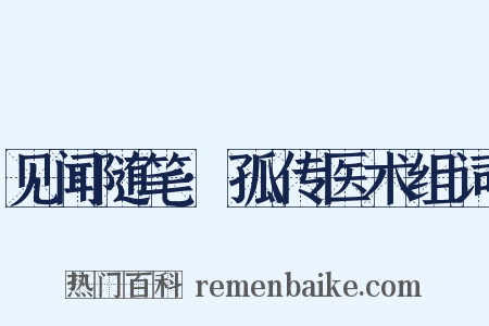 见闻随笔·孤传医术组词是什么意思的图片